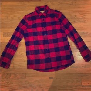 Hollister Red/ Black Flannel Buffon Down
